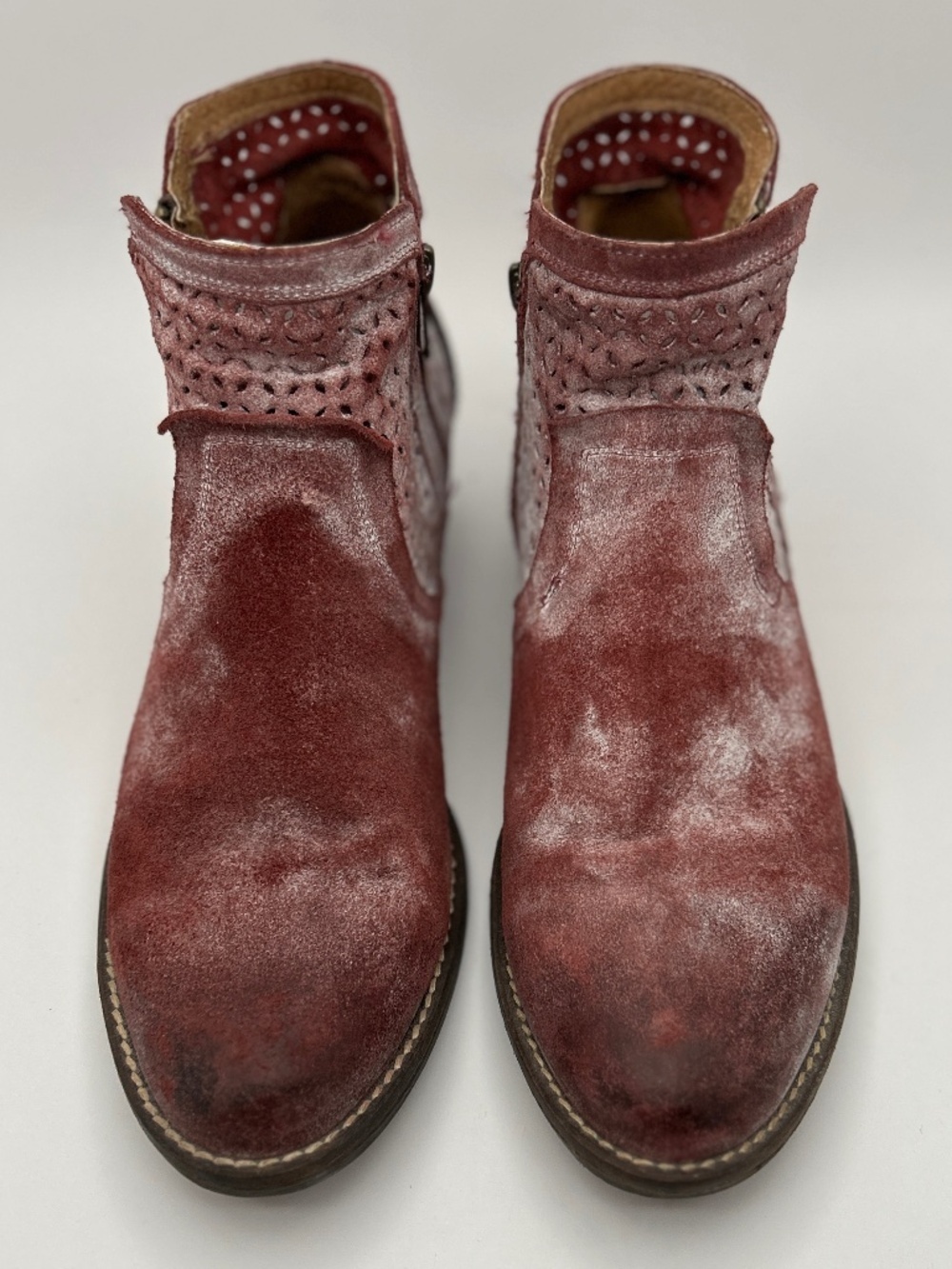 Corkys & Girl Burgundy Distressed Leather Ankle Boots Size 40